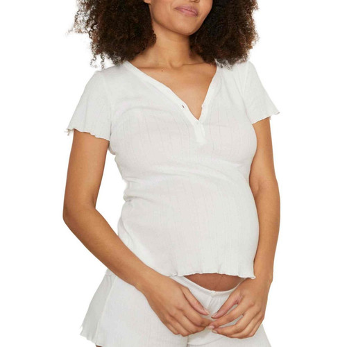 T-shirt de grossesse et d'allaitement - Cache Cœur Lingerie - Blanc en coton bio - Cache Coeur - Cache coeur lingerie&  maillot de bain