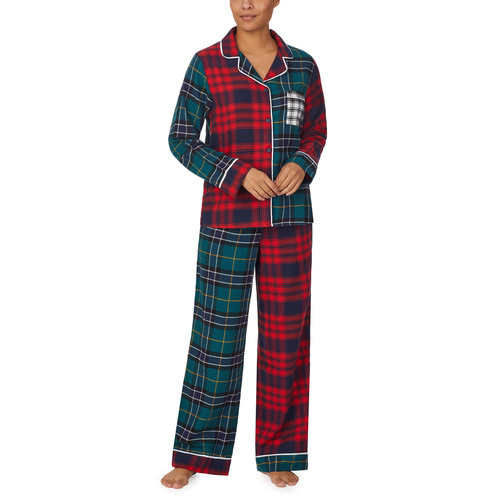 Pyjama avec un pantalon et haut manches longues bleu canard en coton - DKNY - Dkny lingerie