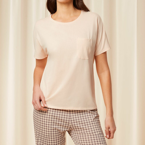 Haut De Pyjama T-shirt Avec Poche Triumph Mix & Match Beige  en coton Triumph  - Lingerie de Nuit et Nuisettes Grande Taille